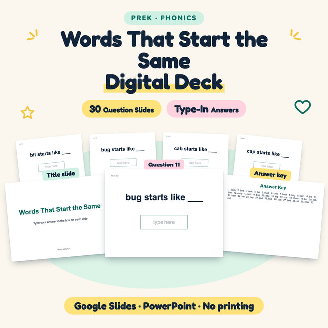 Words That Start the Same Digital Activity | Preschool — cover