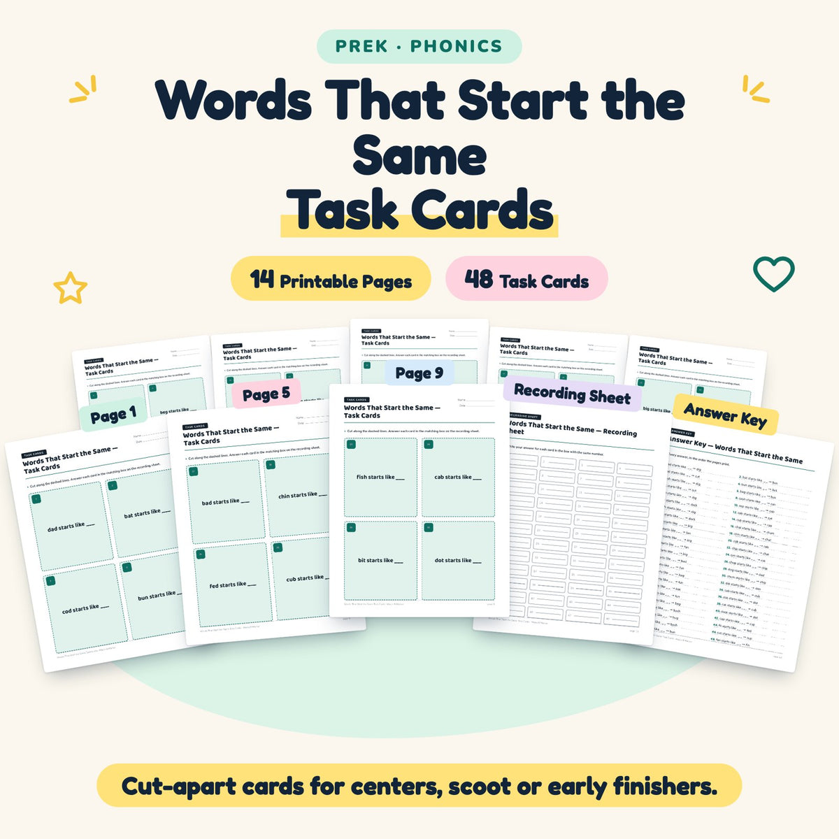 48 Words That Start the Same Task Cards — cover