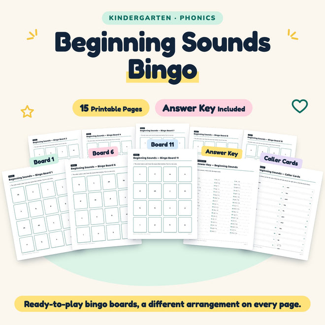 15 Beginning Sounds Bingo — cover