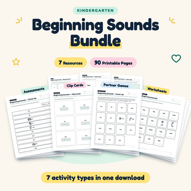 Beginning Sounds Bundle | Kindergarten Phonics (7 Resources) — cover