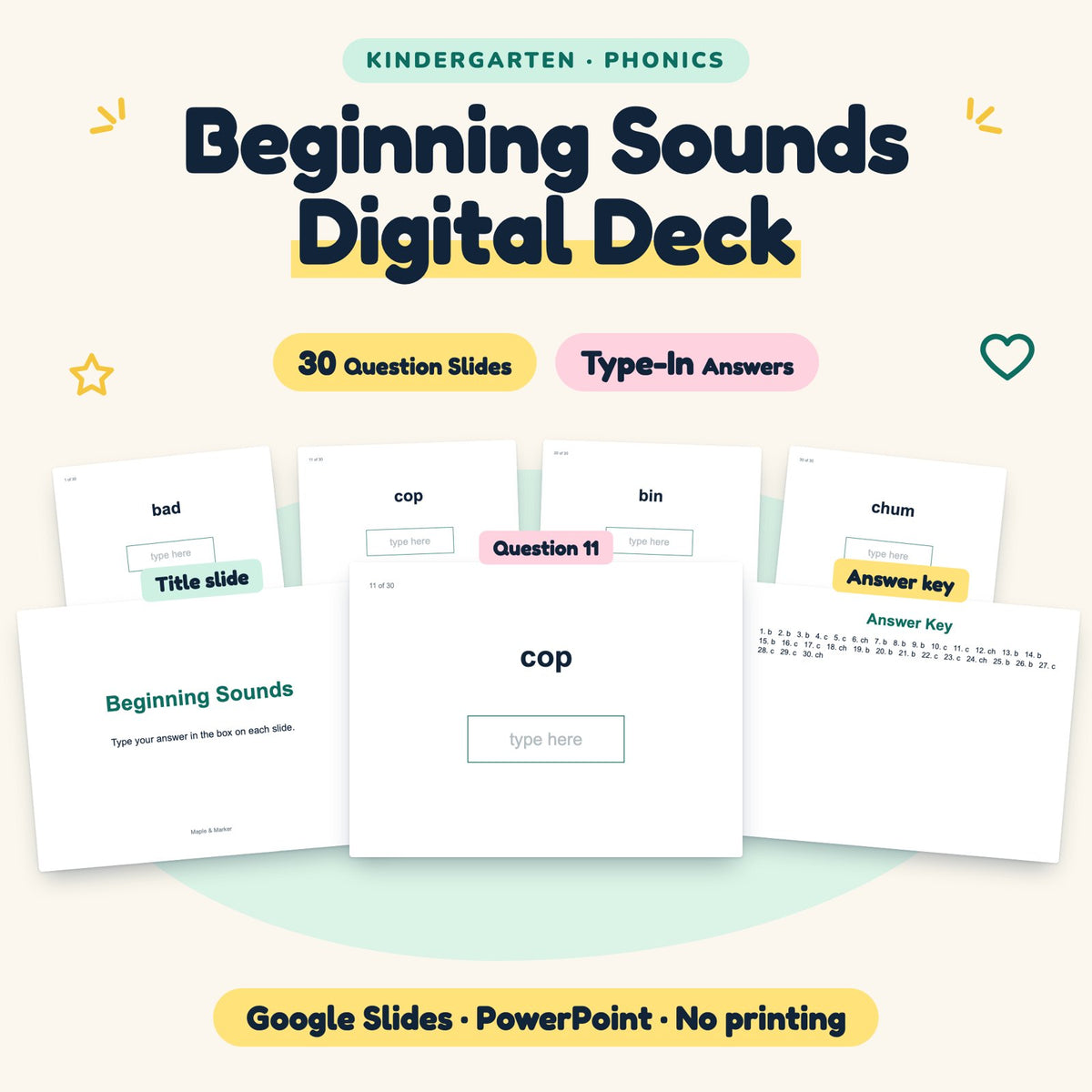 30 Question Beginning Sounds Digital Deck — cover