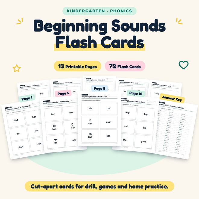 72 Beginning Sounds Flash Cards — cover