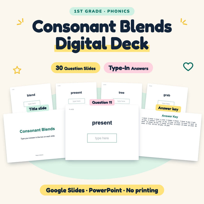 30 Question Consonant Blends Digital Deck — cover