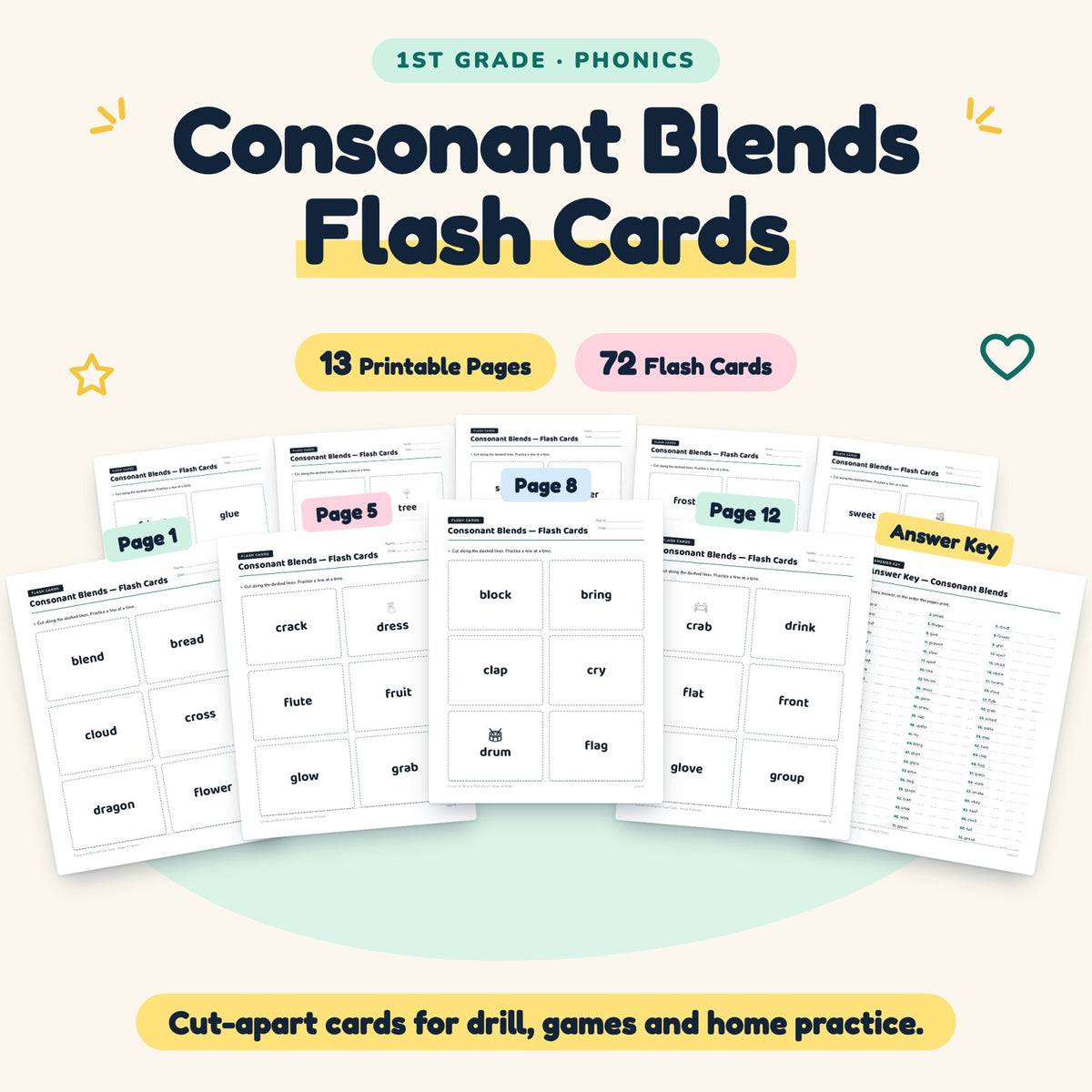 72 Consonant Blends Flash Cards — cover