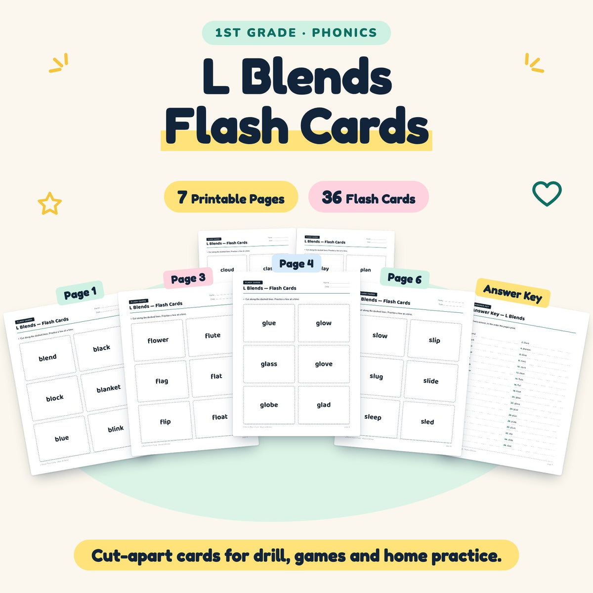 36 L Blends Flash Cards — cover