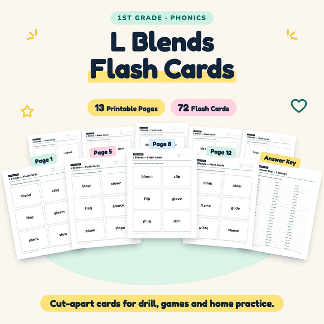 L Blends Flash Cards | 1st Grade Phonics (36 Cards) — cover