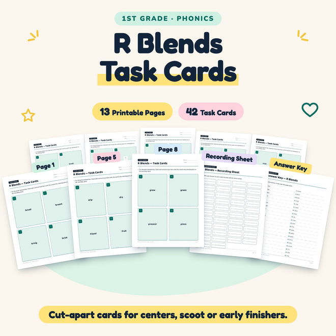 42 R Blends Task Cards — cover