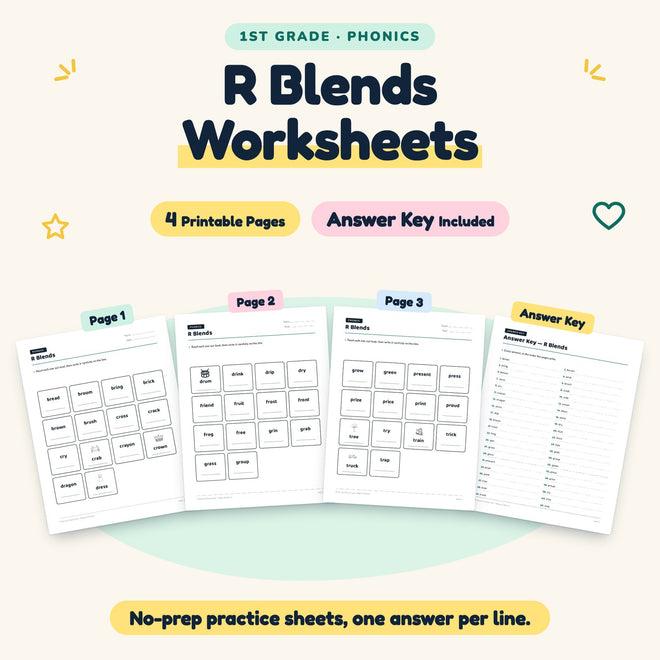 4 R Blends Worksheets — cover