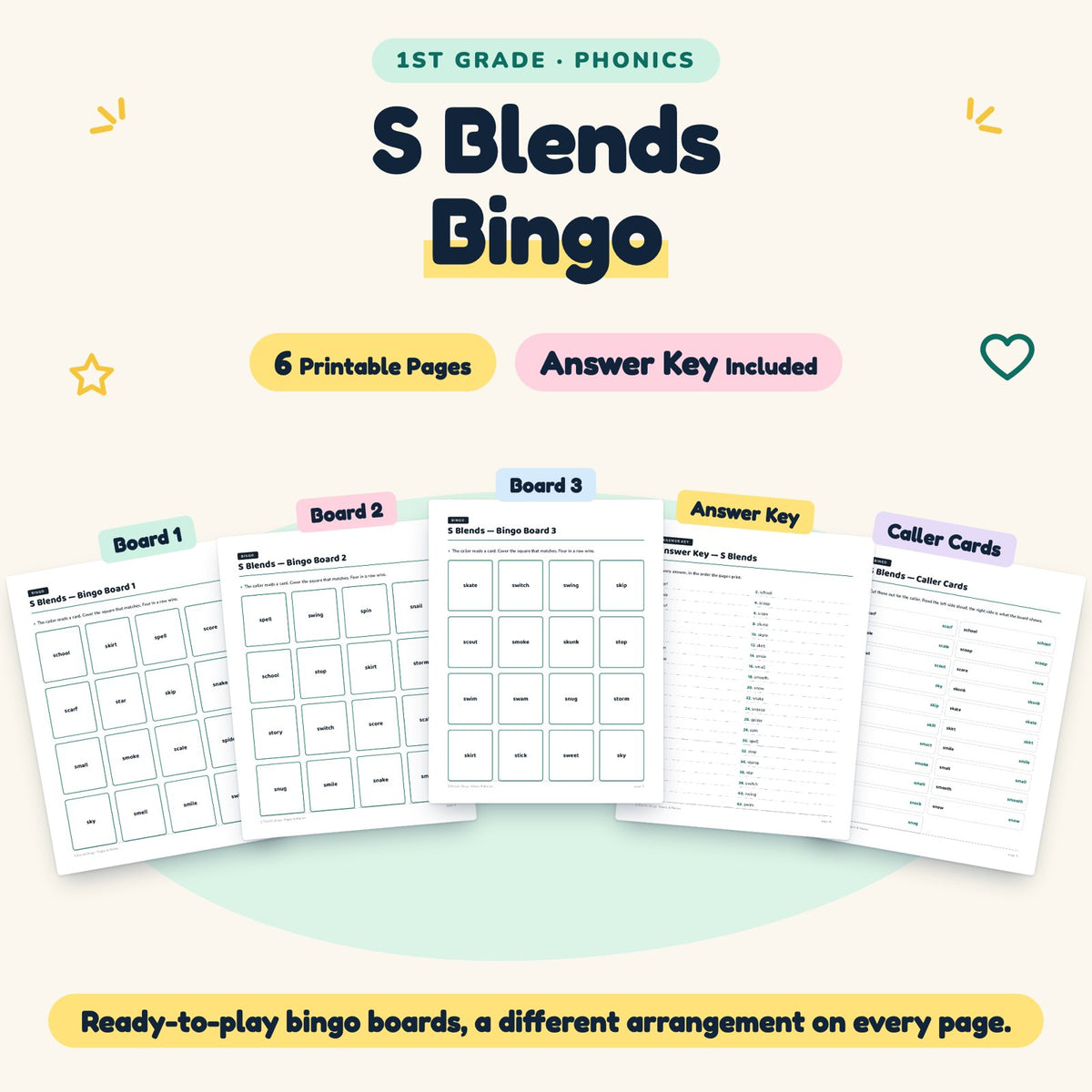 6 S Blends Bingo — cover