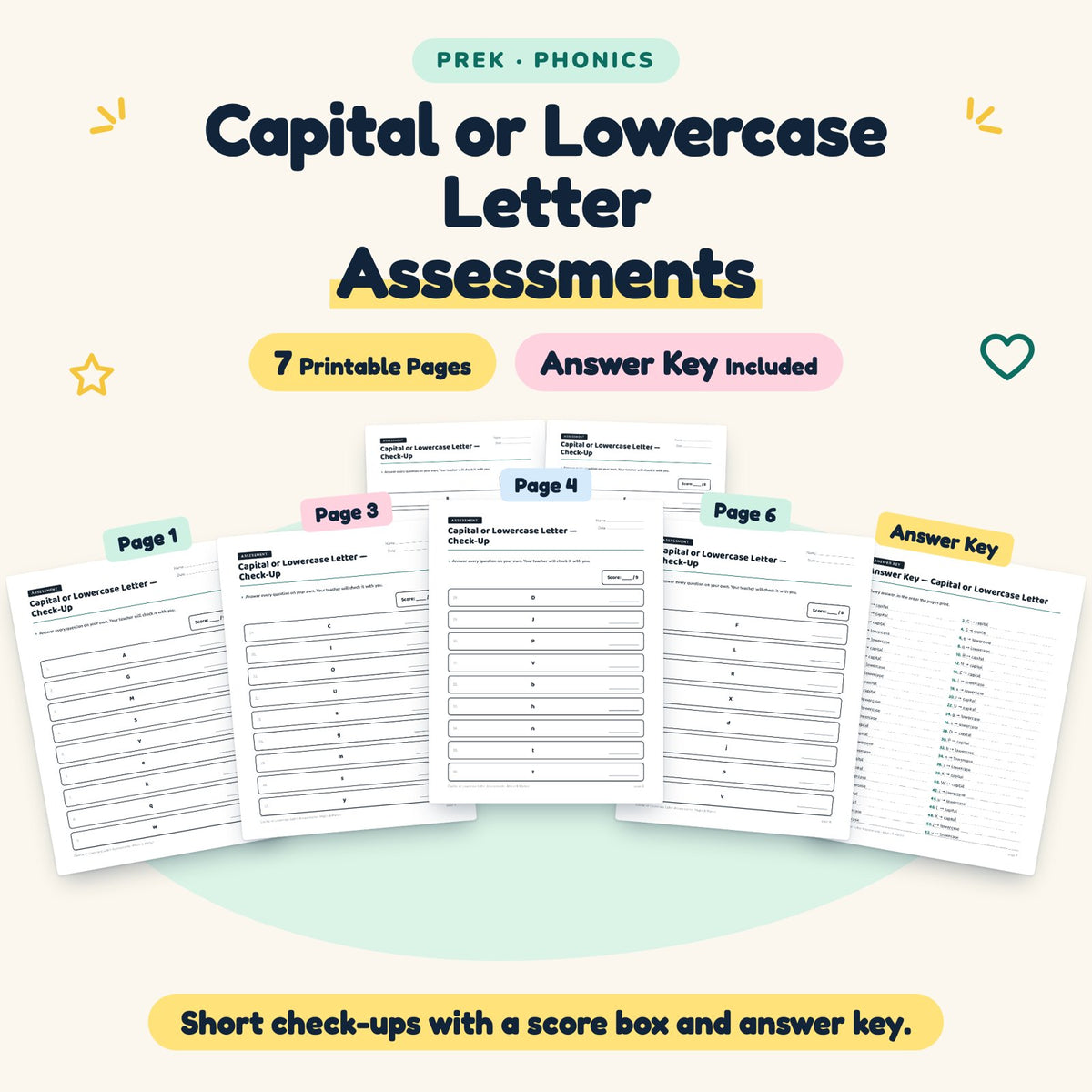 7 Capital or Lowercase Letter Assessments — cover