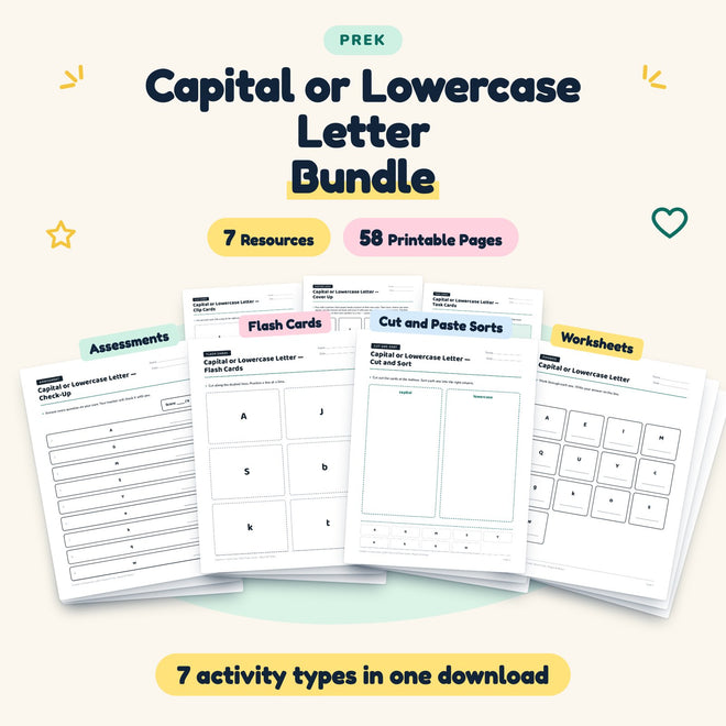 Capital or Lowercase Letter Bundle | Preschool (7 Resources) — cover