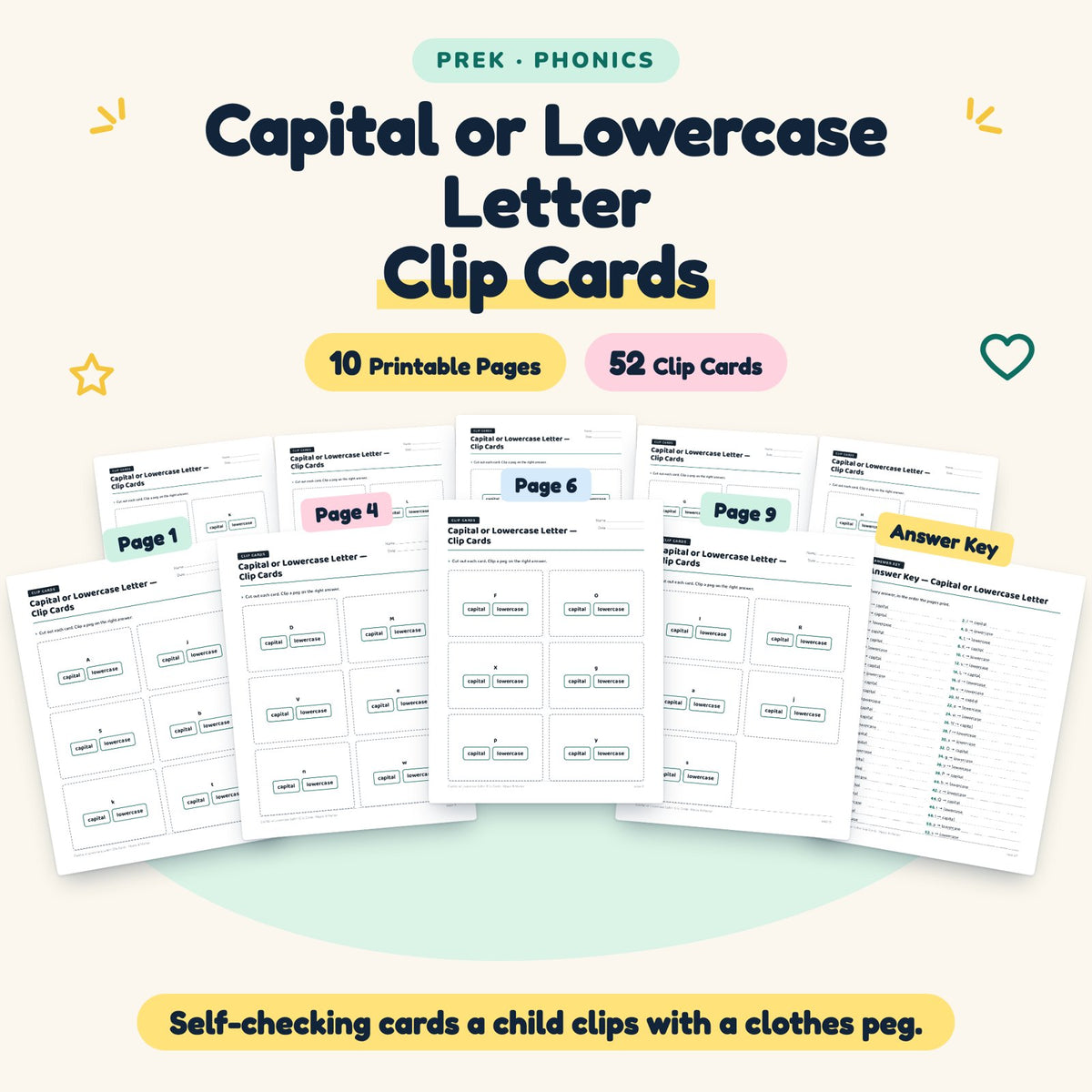 52 Capital or Lowercase Letter Clip Cards — cover