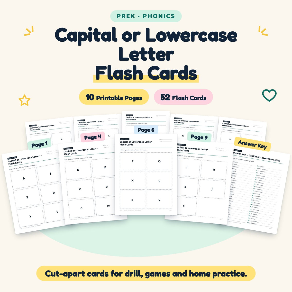 52 Capital or Lowercase Letter Flash Cards — cover