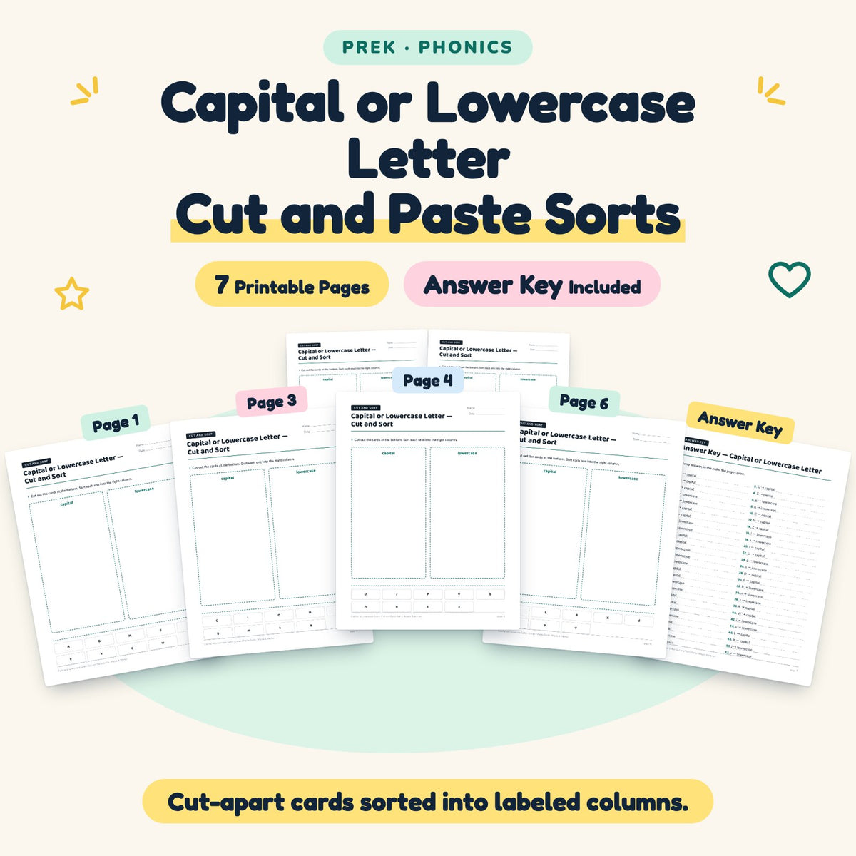 7 Capital or Lowercase Letter Cut and Paste Sorts — cover
