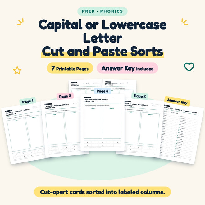 7 Capital or Lowercase Letter Cut and Paste Sorts — cover