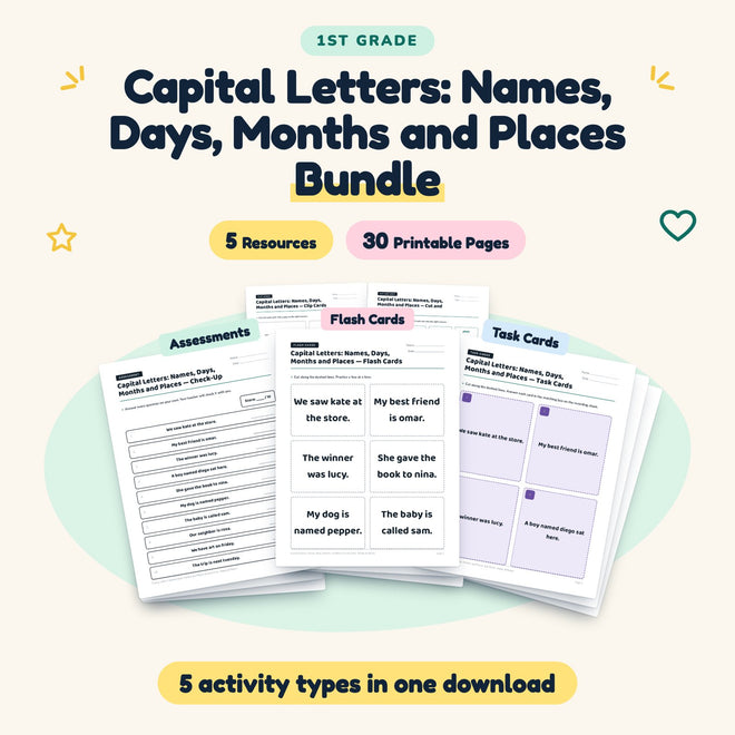 30 Page Capital Letters: Names, Days, Months and Places Bundle — cover