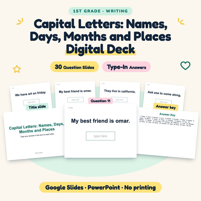 Capital Letters Digital Activity | Google Slides, 1st Grade — cover