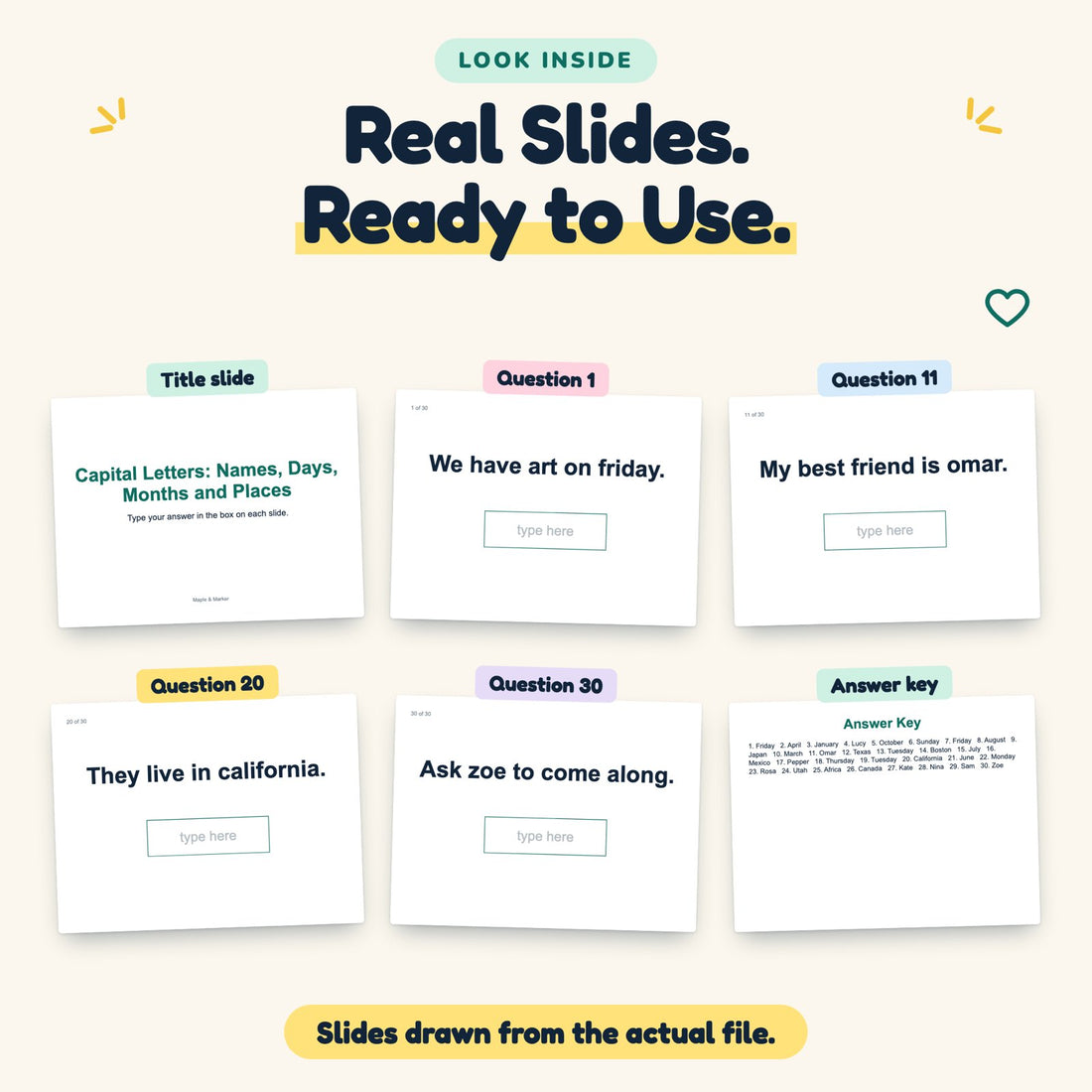 Capital Letters: Names, Days, Months and Places digital deck: look inside