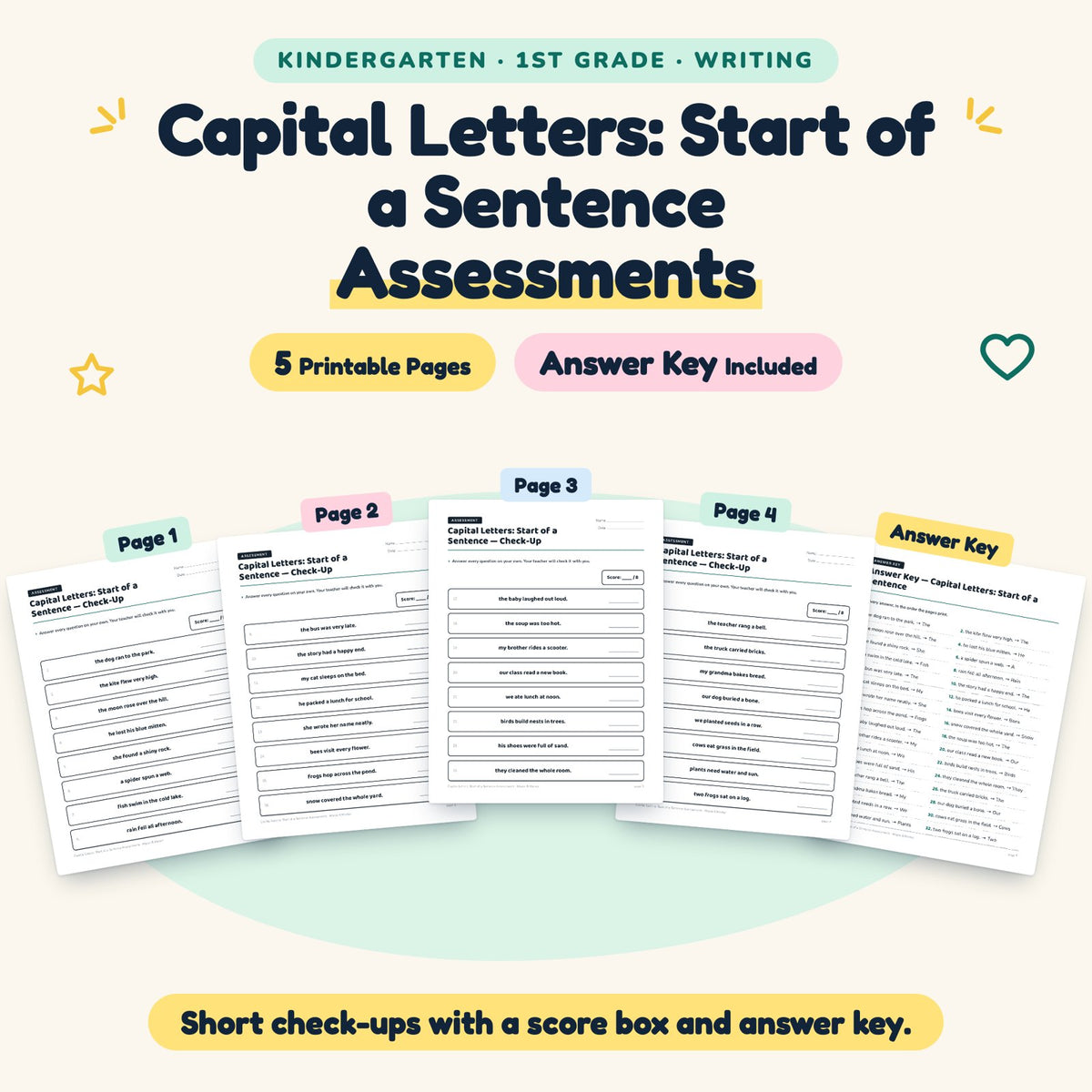 5 Capital Letters: Start of a Sentence Assessments — cover