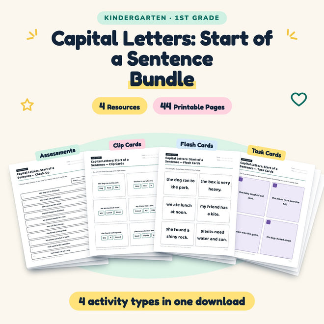 Capital Letters Bundle | K–1st Grade (4 Resources, 25 Pages) — cover