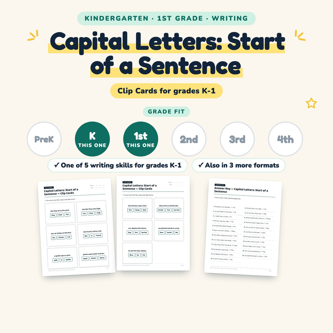Capital Letters: Start of a Sentence: skill and grade fit
