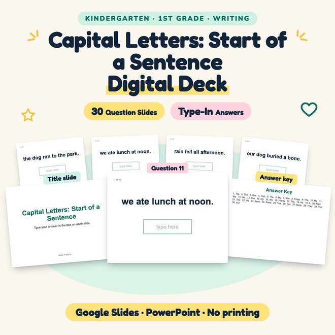 30 Question Capital Letters: Start of a Sentence Digital Deck — cover