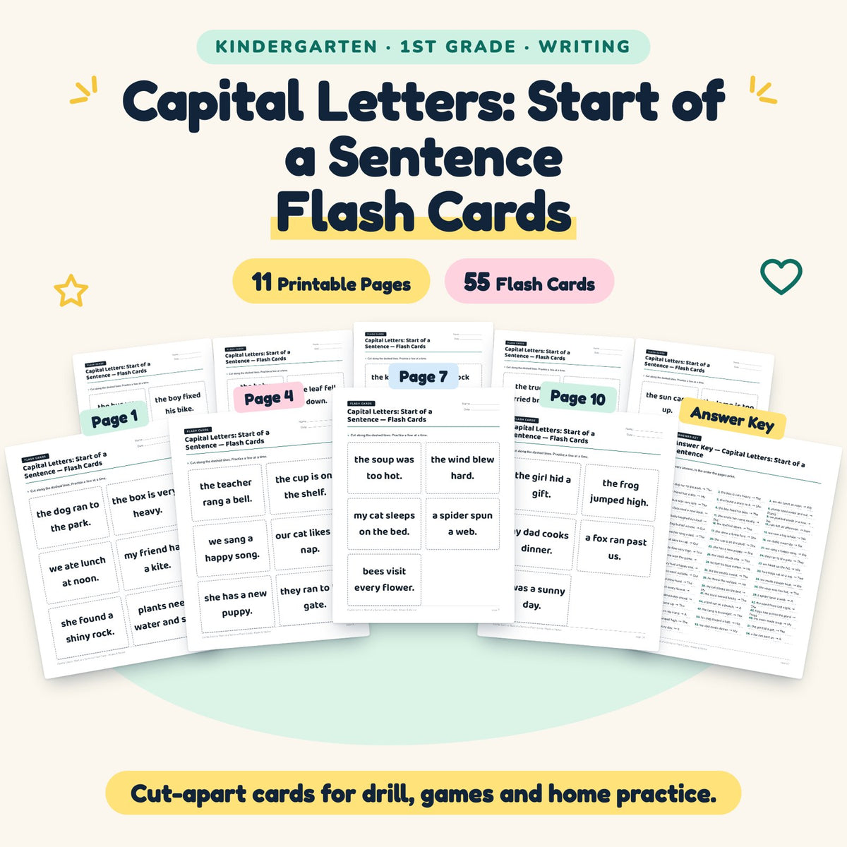 Capital Letters Flash Cards | K–1st Grade Grammar (23 Cards) — cover