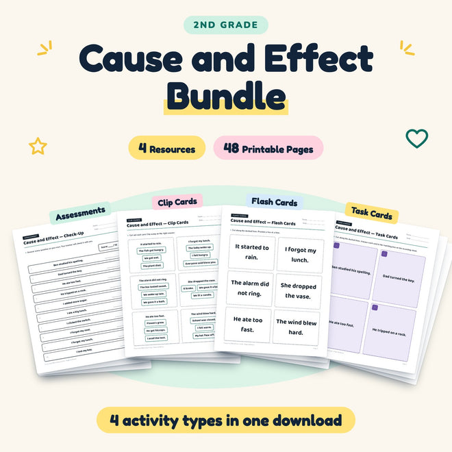 Cause and Effect Bundle | 2nd Grade (4 Resources, 22 Pages) — cover