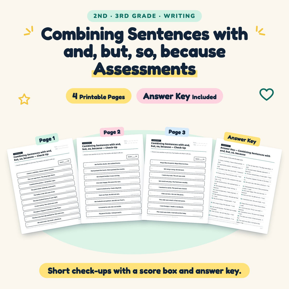 4 Combining Sentences with and, but, so, because Assessments — cover