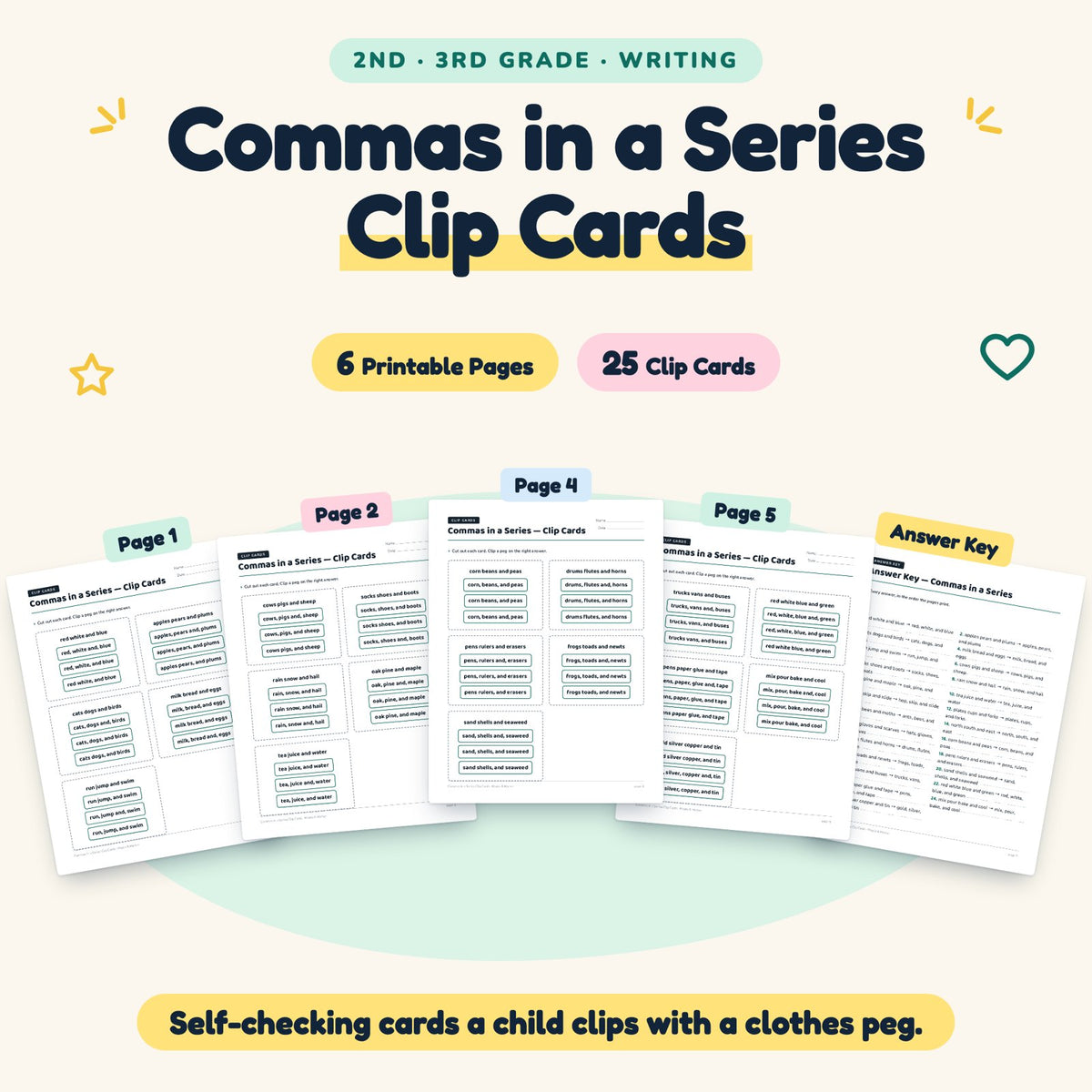 25 Commas in a Series Clip Cards — cover