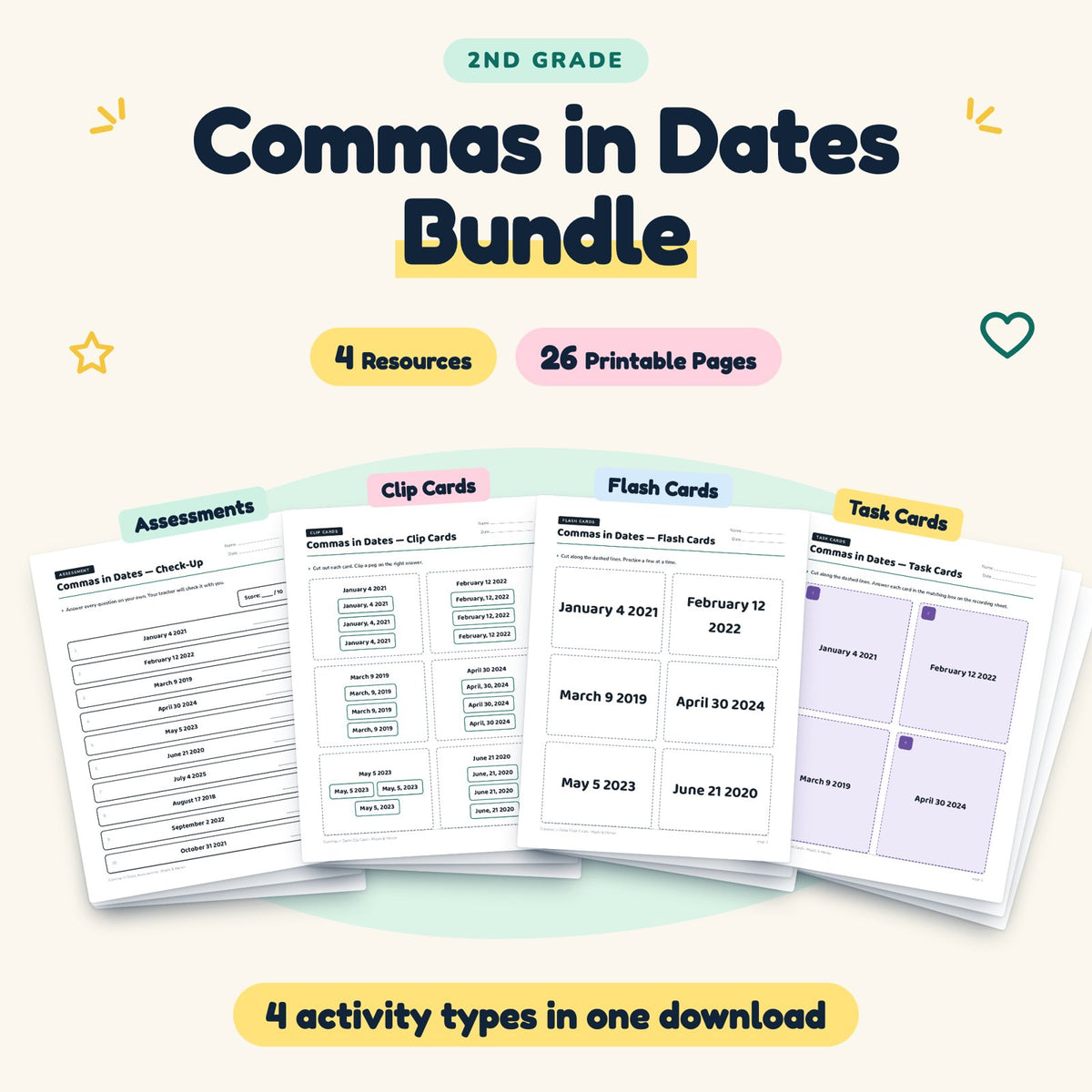 26 Page Commas in Dates Bundle — cover