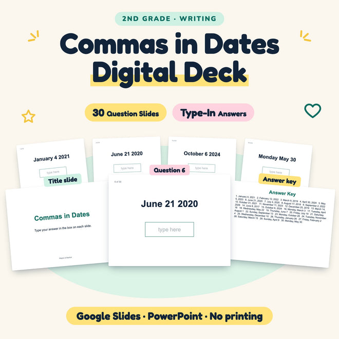 30 Question Commas in Dates Digital Deck — cover