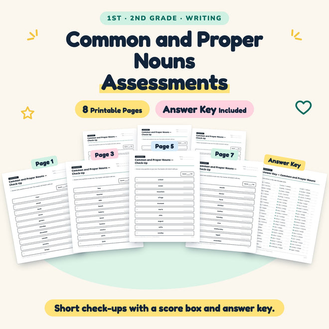 Common and Proper Nouns Assessments | 1st–2nd Grade Grammar — cover