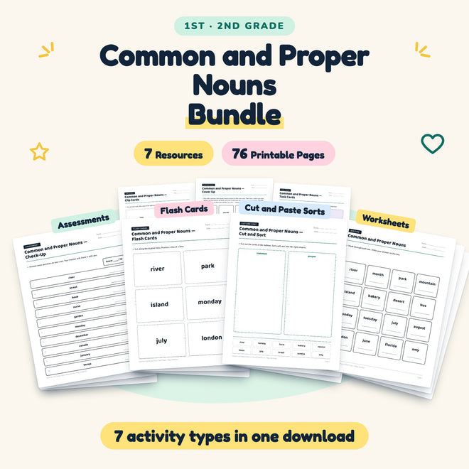 Common and Proper Nouns Bundle | 1st–2nd Grade (7 Resources) — cover