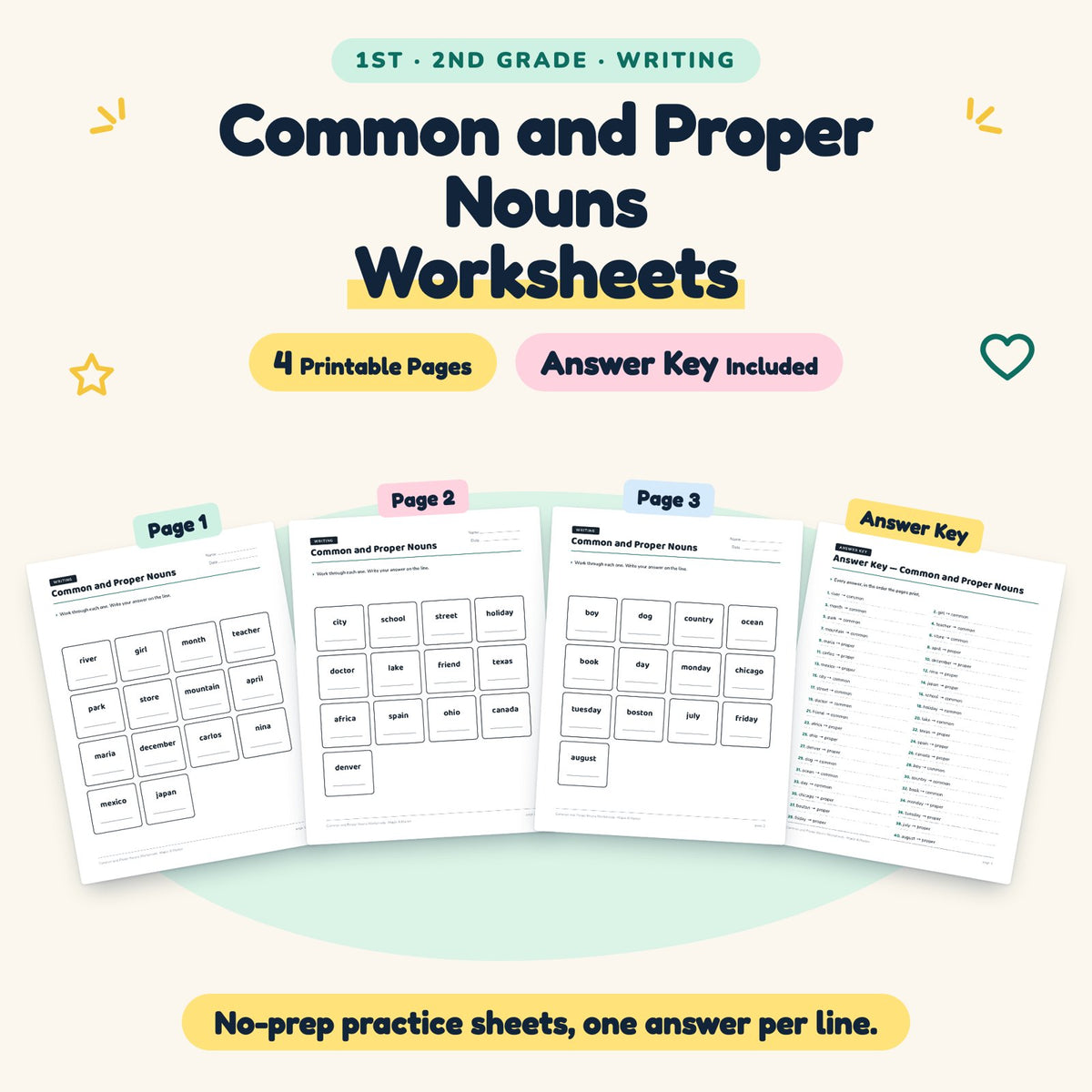 4 Common and Proper Nouns Worksheets — cover