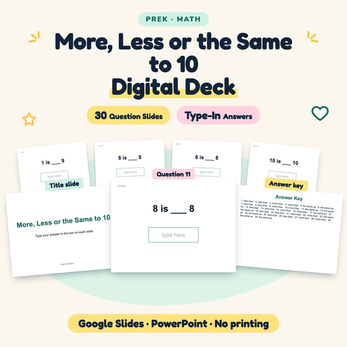 30 Question More, Less or the Same to 10 Digital Deck — cover