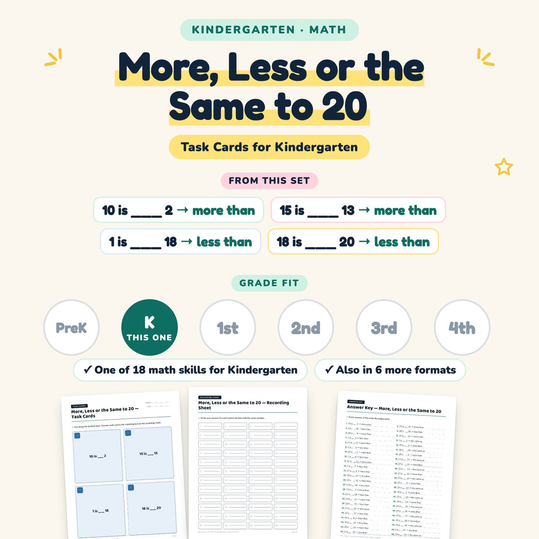 More, Less or the Same to 20: skill and grade fit
