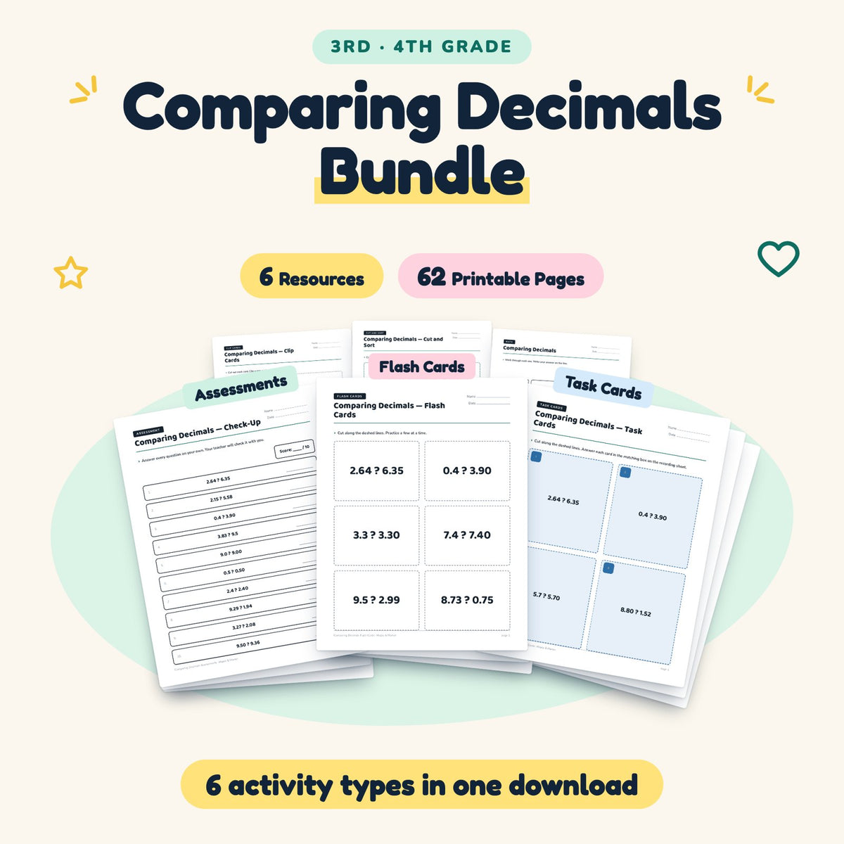 62 Page Comparing Decimals Bundle — cover