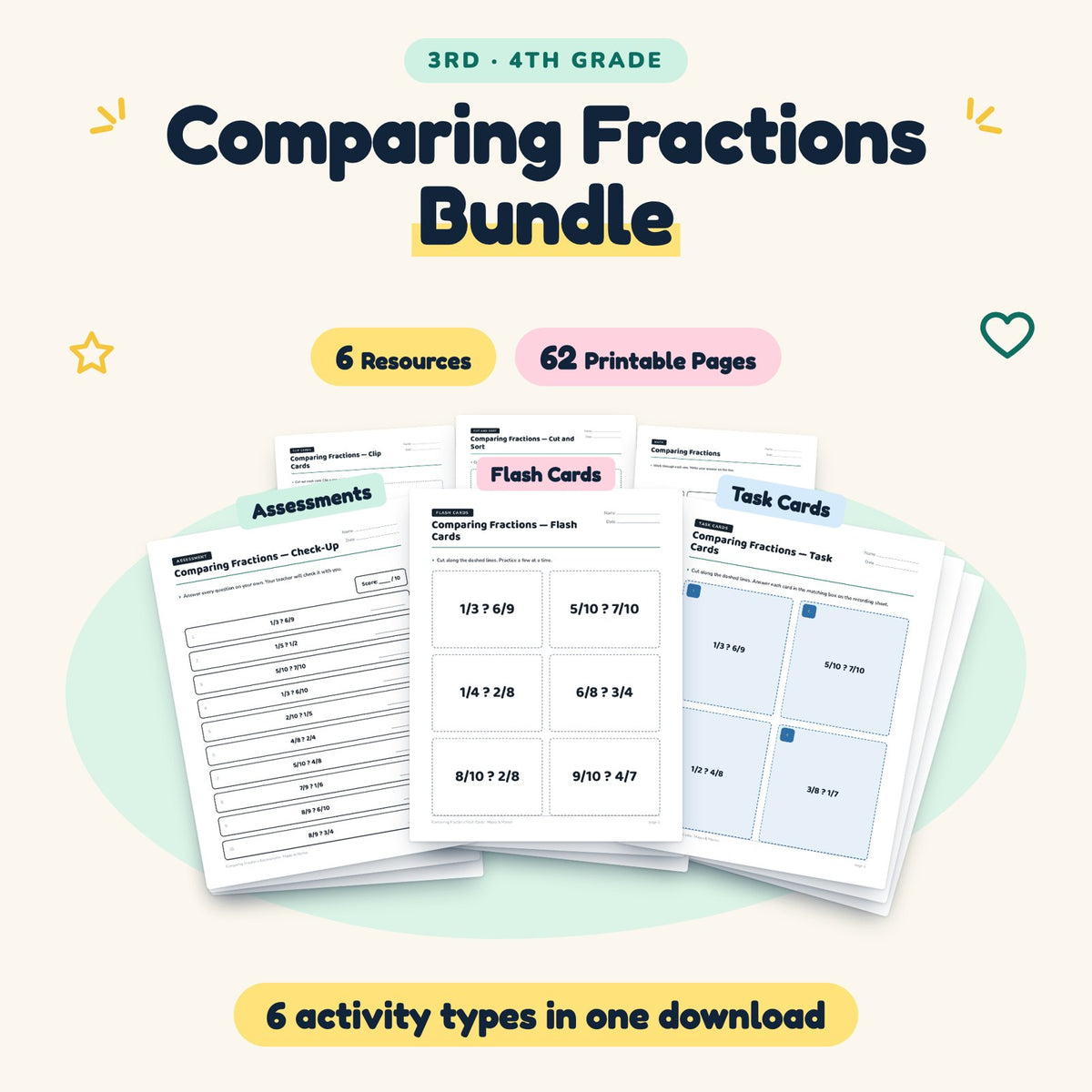 62 Page Comparing Fractions Bundle — cover