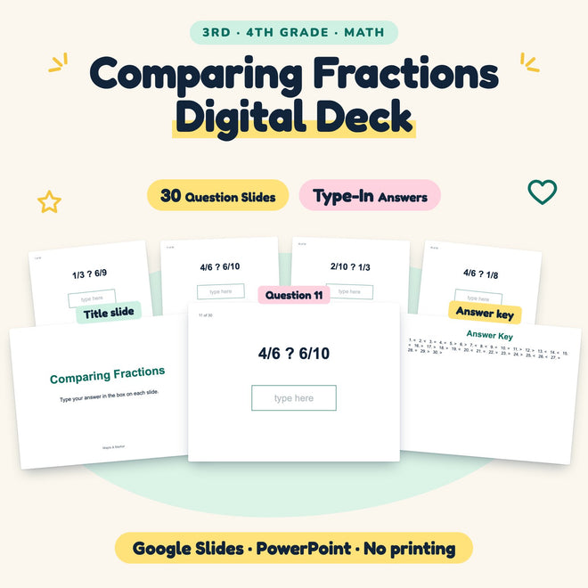 30 Question Comparing Fractions Digital Deck — cover