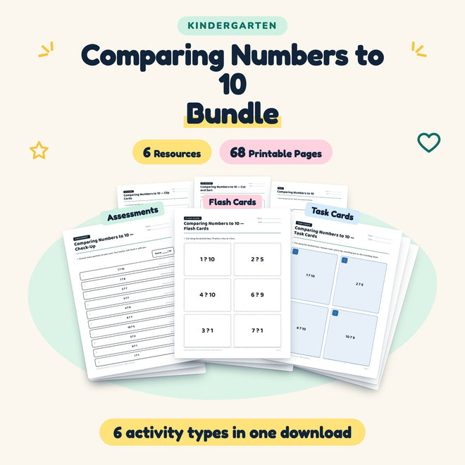 Comparing Numbers to 10 Bundle | Kindergarten (6 Resources) — cover