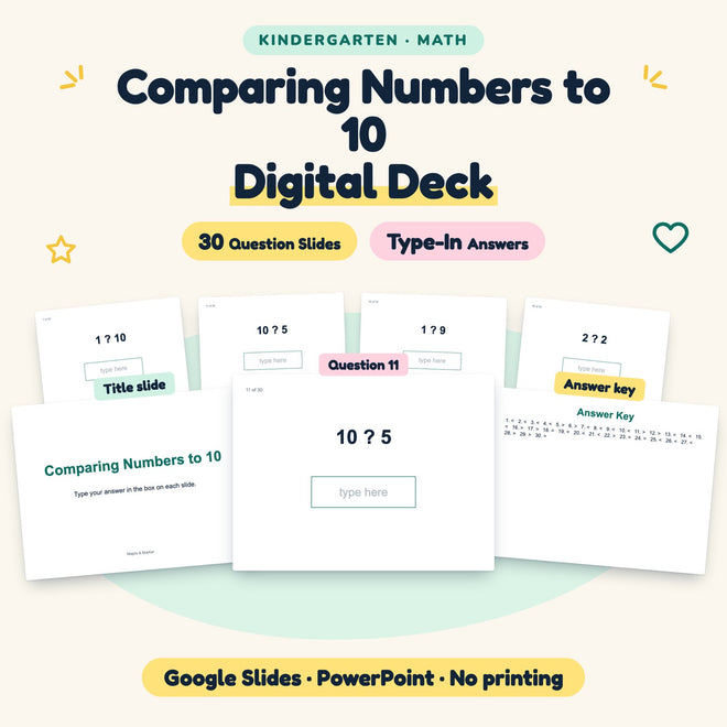 Comparing Numbers to 10 Digital Activity | Kindergarten — cover
