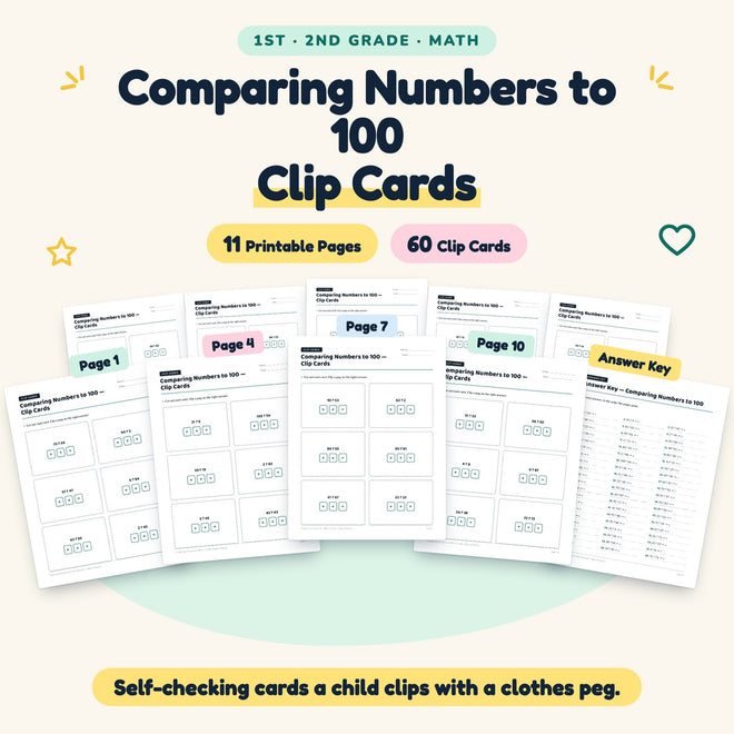 60 Comparing Numbers to 100 Clip Cards — cover