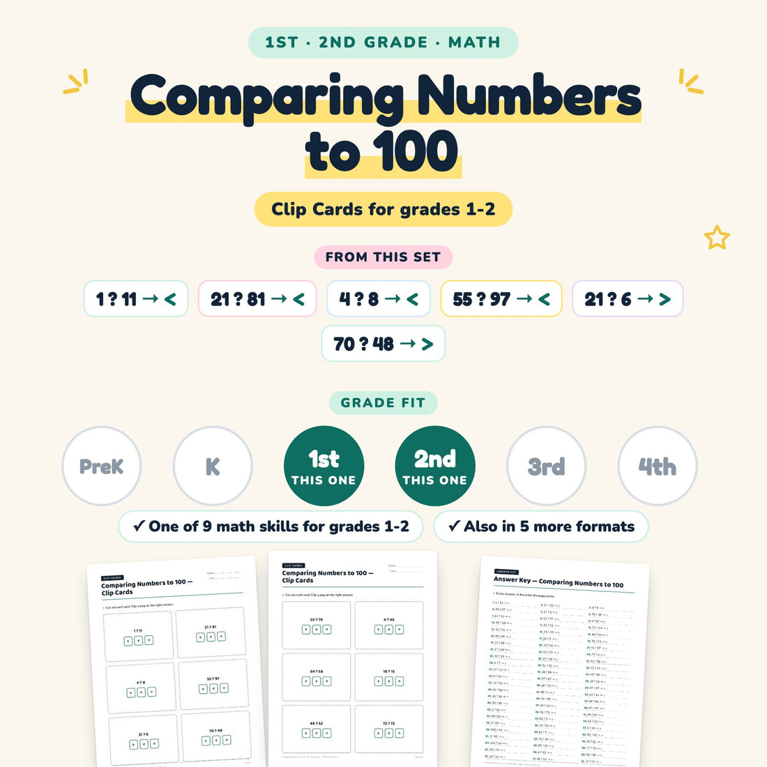Comparing Numbers to 100: skill and grade fit