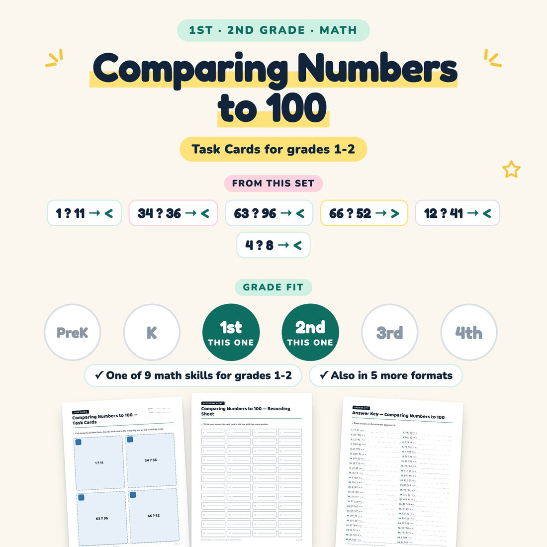 Comparing Numbers to 100: skill and grade fit