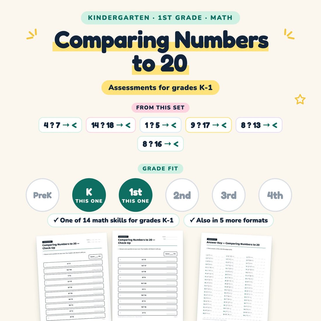 Comparing Numbers to 20: skill and grade fit