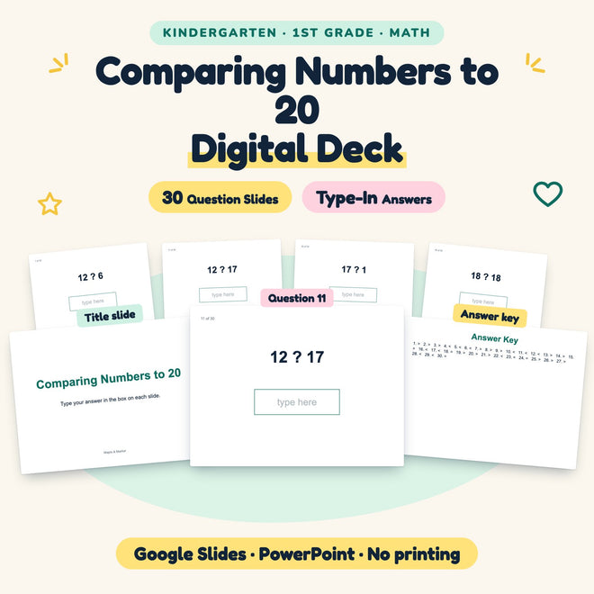 30 Question Comparing Numbers to 20 Digital Deck — cover