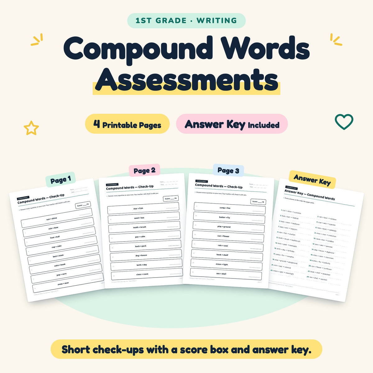 4 Compound Words Assessments — cover