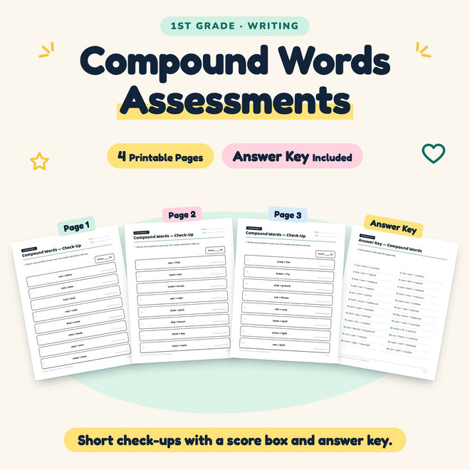 4 Compound Words Assessments — cover