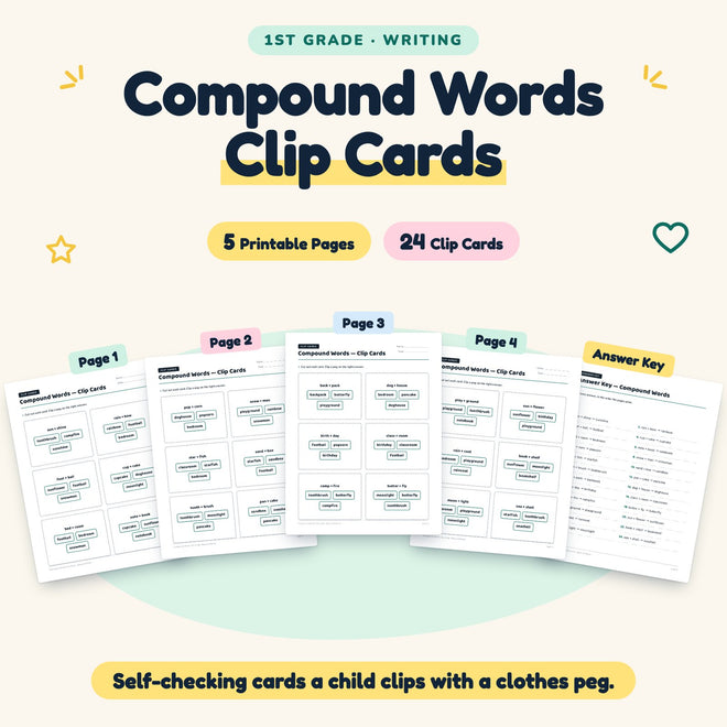 24 Compound Words Clip Cards — cover
